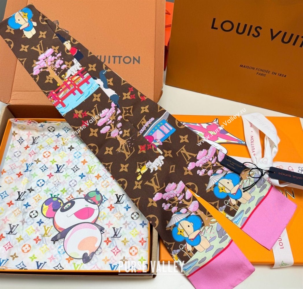 Louis Vuitton Vivienne Silk Bandeau Scarf 8x120cm 2 2025 M00492 (XMN-250617056)
