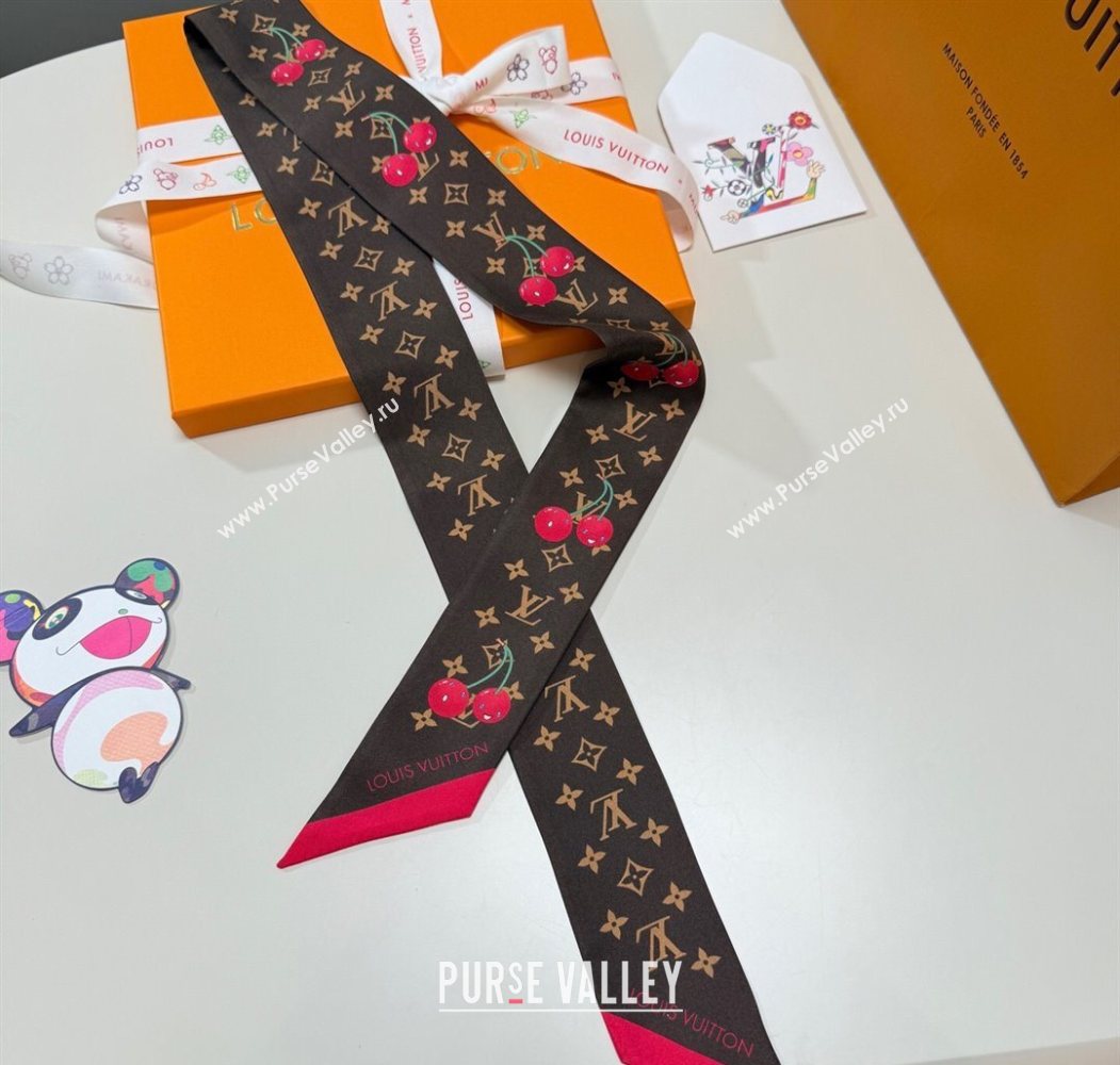 Louis Vuitton LV x TM Cherry Bandeau Scarf 5x120cm Brown 2025 M96085 (XMN-250617045)