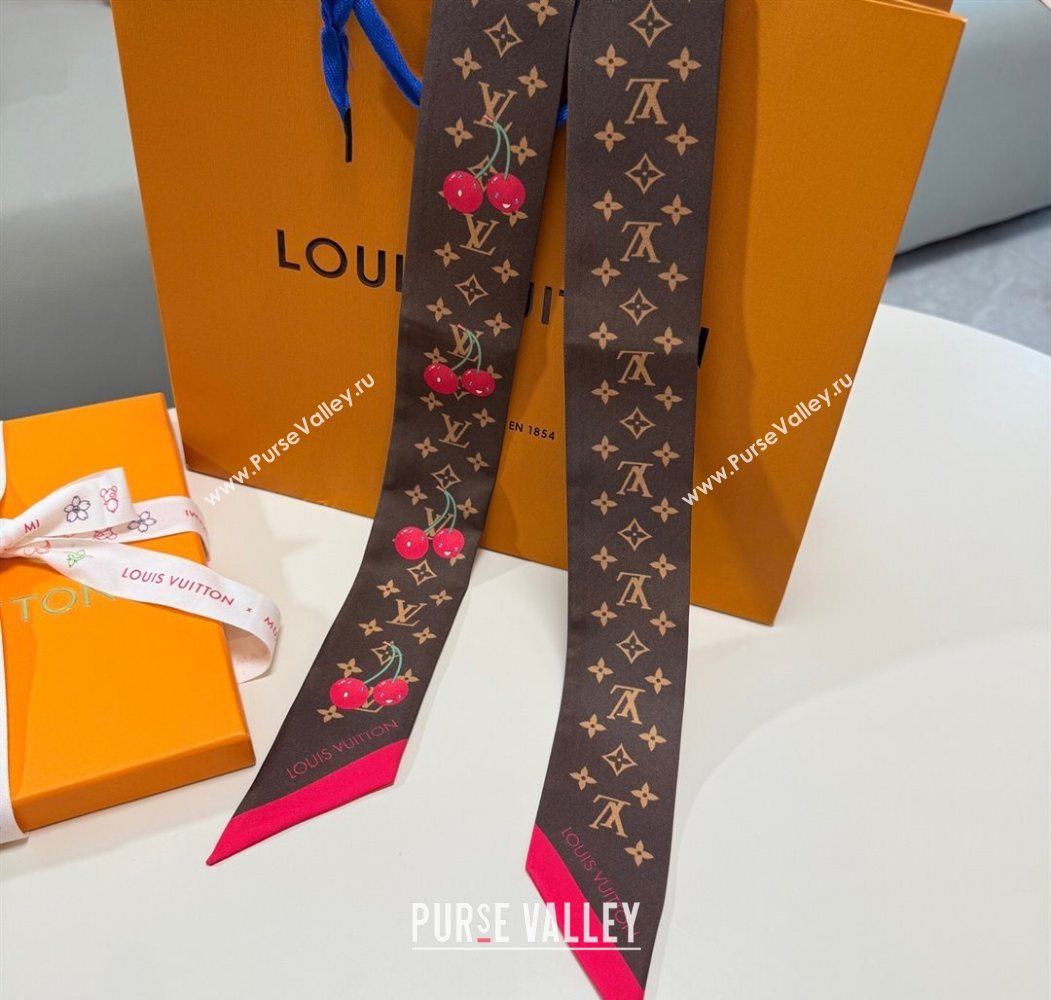 Louis Vuitton LV x TM Cherry Bandeau Scarf 5x120cm Brown 2025 M96085 (XMN-250617045)