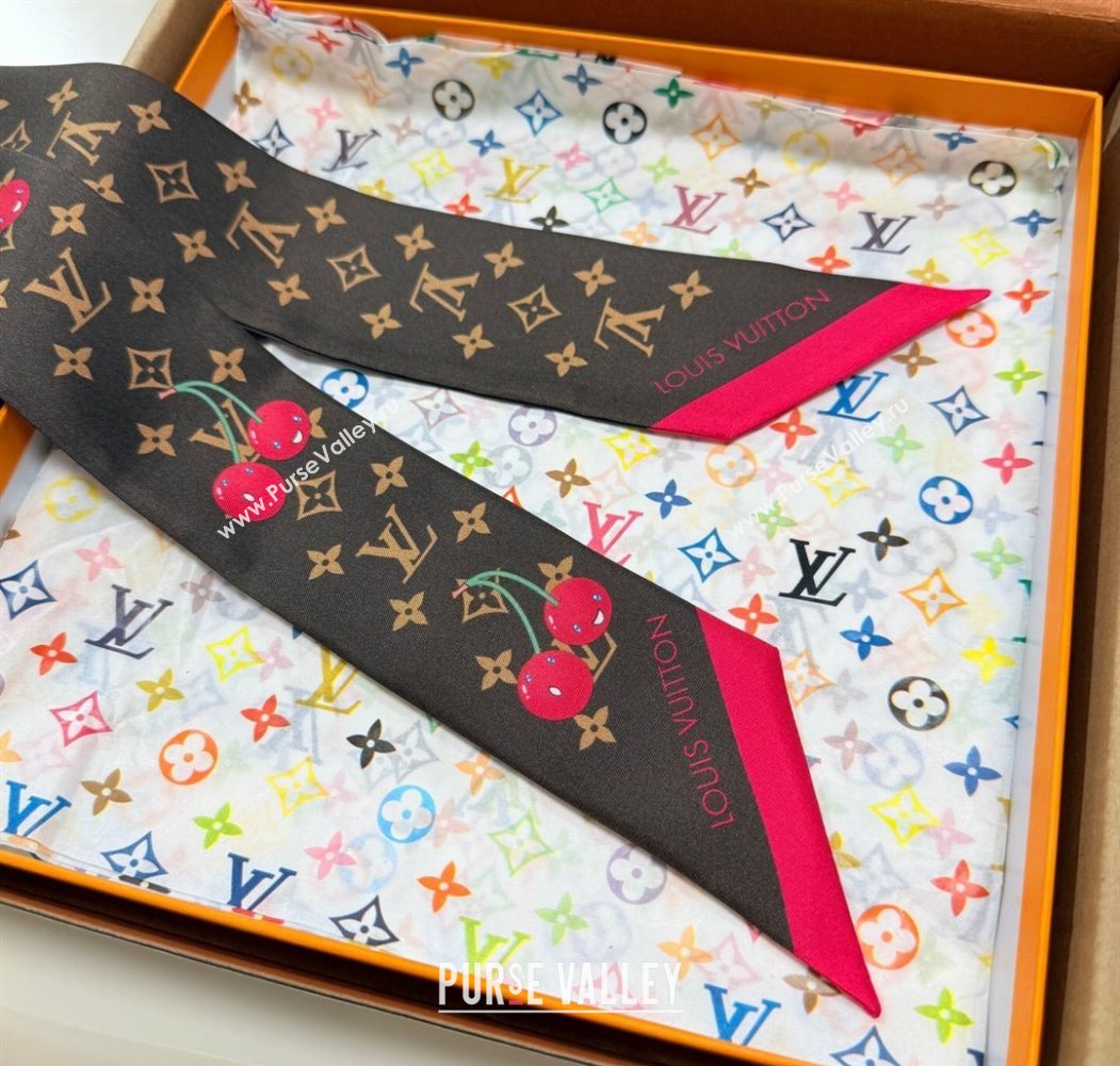 Louis Vuitton LV x TM Cherry Bandeau Scarf 5x120cm Brown 2025 M96085 (XMN-250617045)