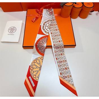Hermes Effet Kaleidoscope Silk Twilly Bandeau Scarf 5x86.5cm Orange 2025 (SHI-250617064)