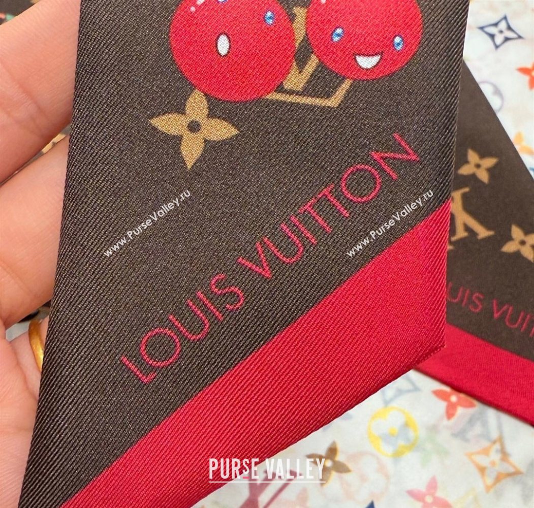 Louis Vuitton LV x TM Cherry Bandeau Scarf 5x120cm Brown 2025 M96085 (XMN-250617045)