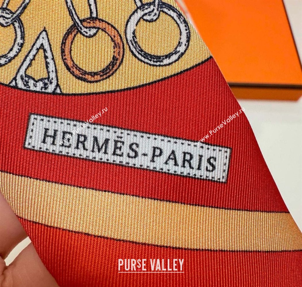 Hermes Effet Kaleidoscope Silk Twilly Bandeau Scarf 5x86.5cm Orange 2025 (SHI-250617064)