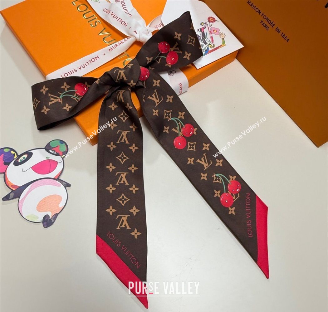 Louis Vuitton LV x TM Cherry Bandeau Scarf 5x120cm Brown 2025 M96085 (XMN-250617045)