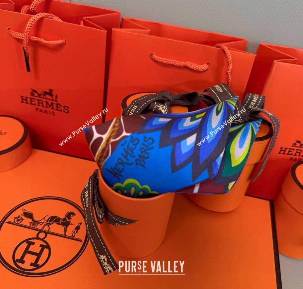 Hermes Giraffe Twilly Silk Bandeau Scarf 5x86cm Sky Blue 2025 0724 (XMN-250724025)