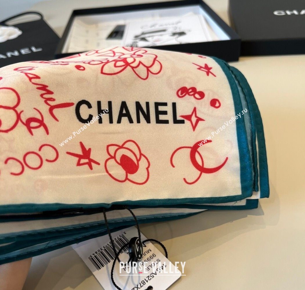 Chanel Flora Silk Square Scarf 90x90cm Pink 2025 0724 (XMN-250724032)