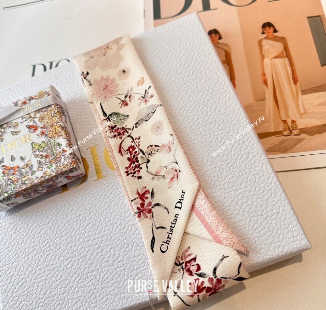 Dior Mitzah Millefiori Silk Bandeau Scarf Pink 2025 0724 (XMN-250724035)