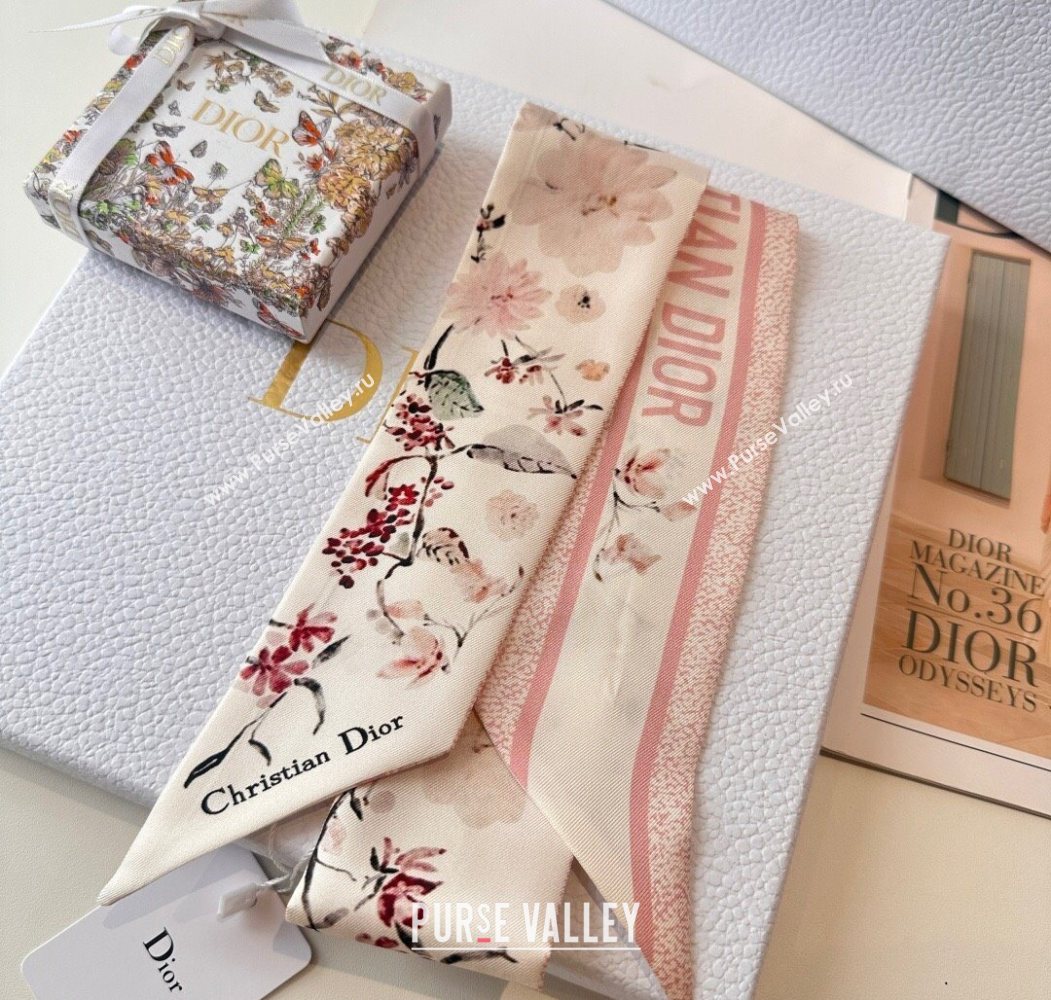 Dior Mitzah Millefiori Silk Bandeau Scarf Pink 2025 0724 (XMN-250724035)