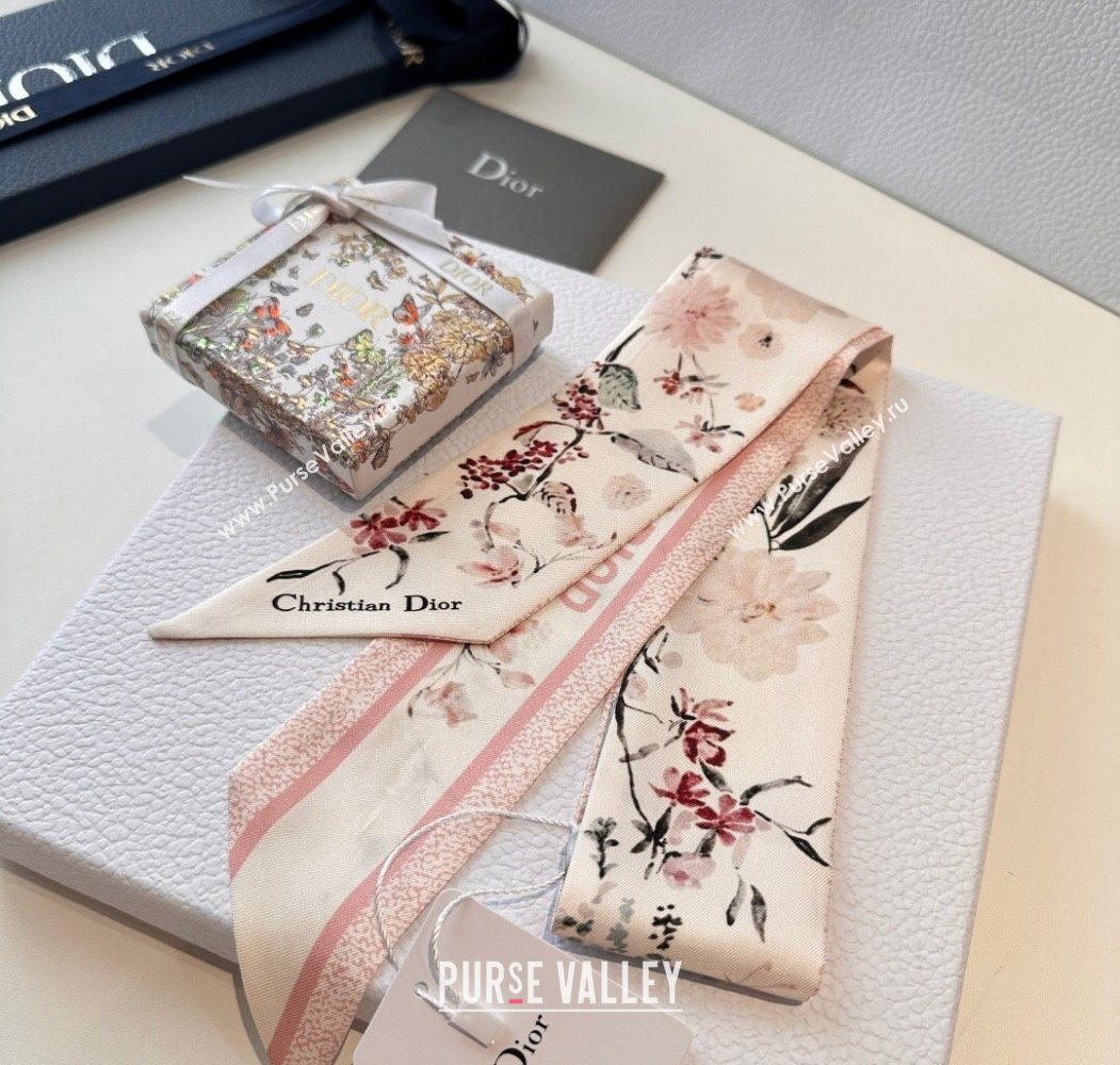 Dior Mitzah Millefiori Silk Bandeau Scarf Pink 2025 0724 (XMN-250724035)