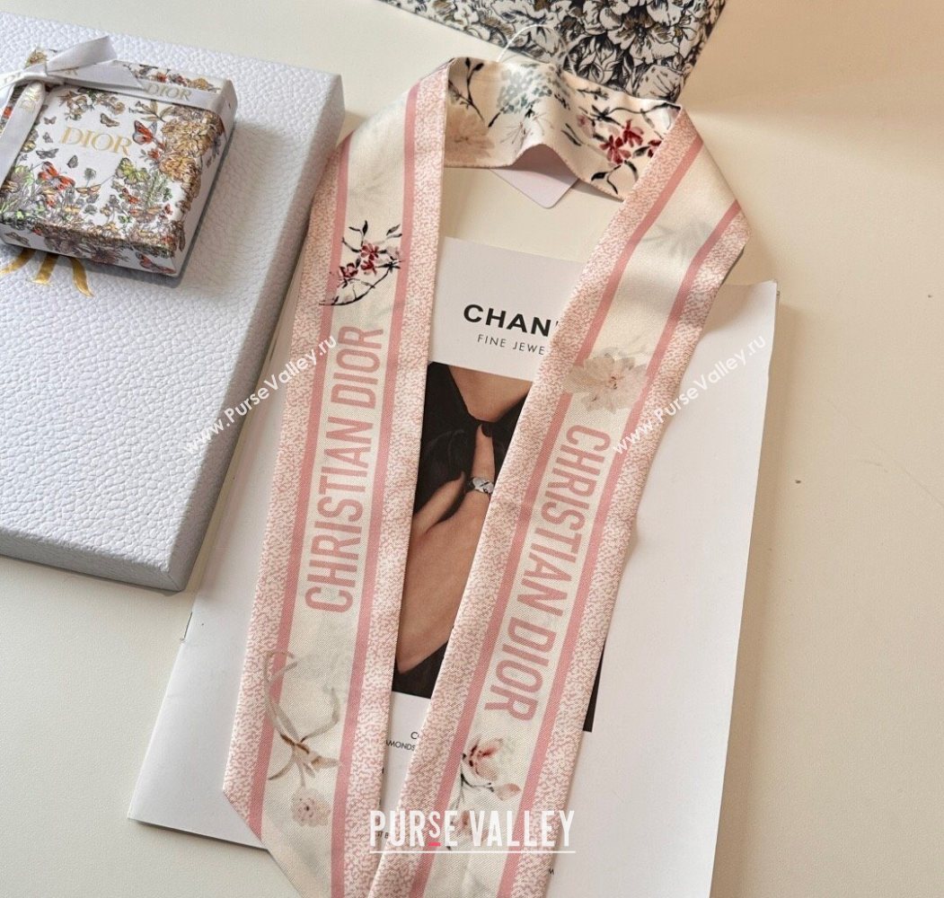 Dior Mitzah Millefiori Silk Bandeau Scarf Pink 2025 0724 (XMN-250724035)