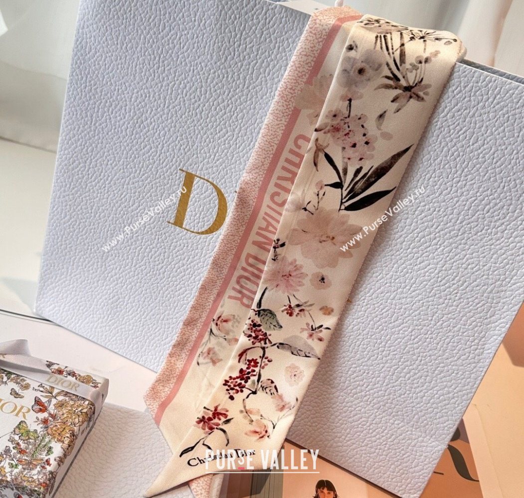 Dior Mitzah Millefiori Silk Bandeau Scarf Pink 2025 0724 (XMN-250724035)