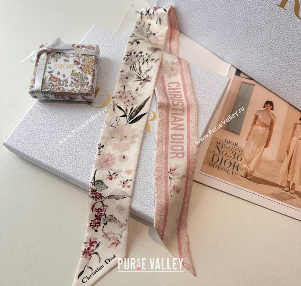 Dior Mitzah Millefiori Silk Bandeau Scarf Pink 2025 0724 (XMN-250724035)