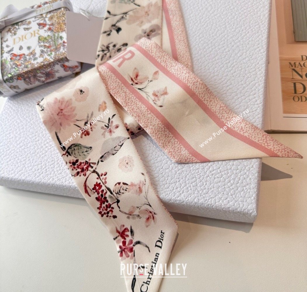 Dior Mitzah Millefiori Silk Bandeau Scarf Pink 2025 0724 (XMN-250724035)