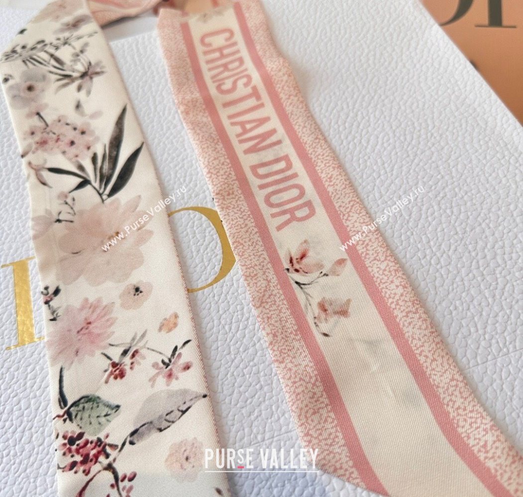 Dior Mitzah Millefiori Silk Bandeau Scarf Pink 2025 0724 (XMN-250724035)