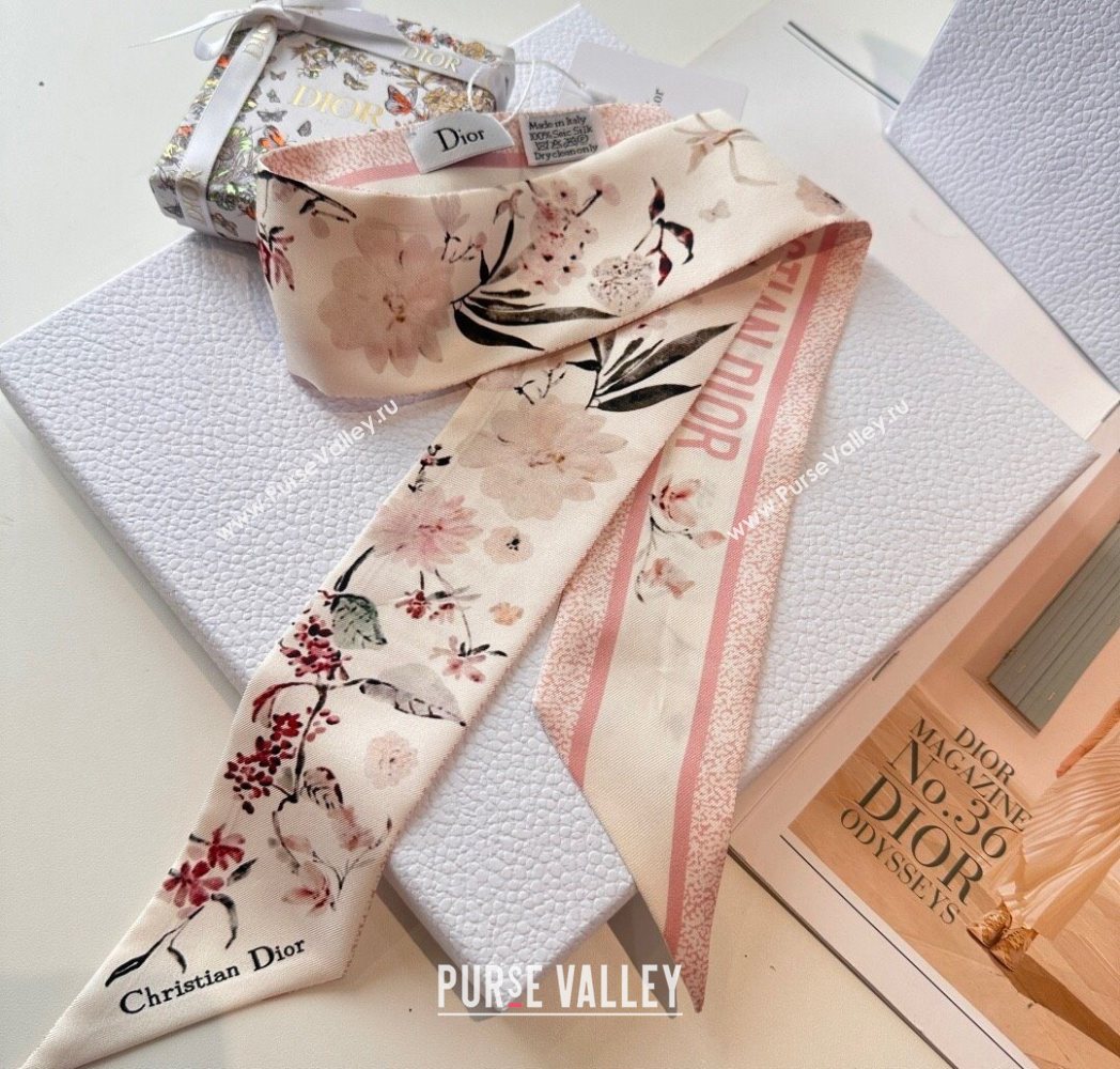 Dior Mitzah Millefiori Silk Bandeau Scarf Pink 2025 0724 (XMN-250724035)