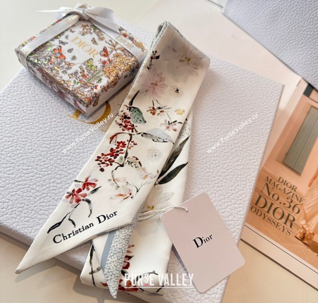 Dior Mitzah Millefiori Silk Bandeau Scarf Grey 2025 0724 (XMN-250724036)