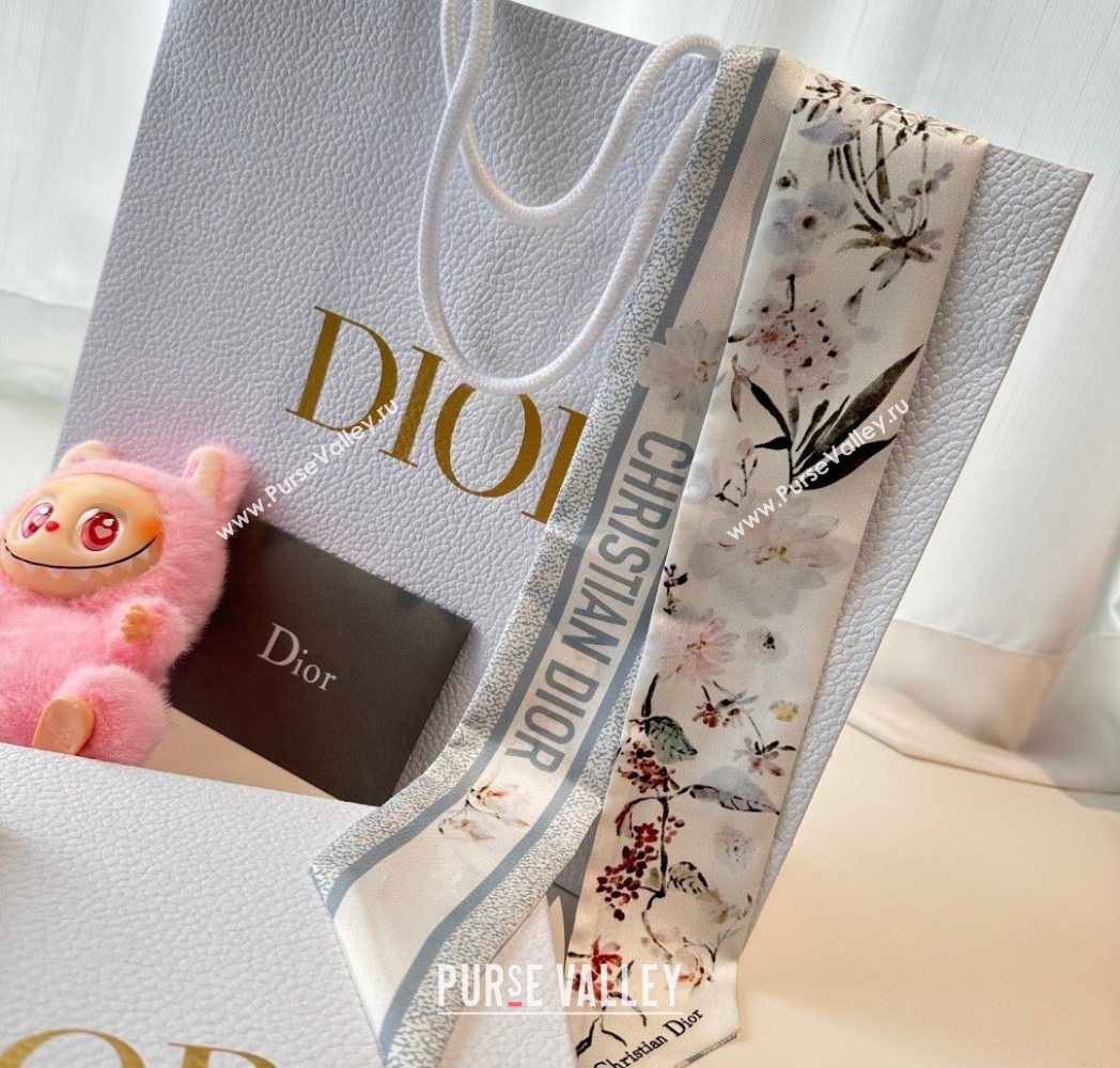 Dior Mitzah Millefiori Silk Bandeau Scarf Grey 2025 0724 (XMN-250724036)