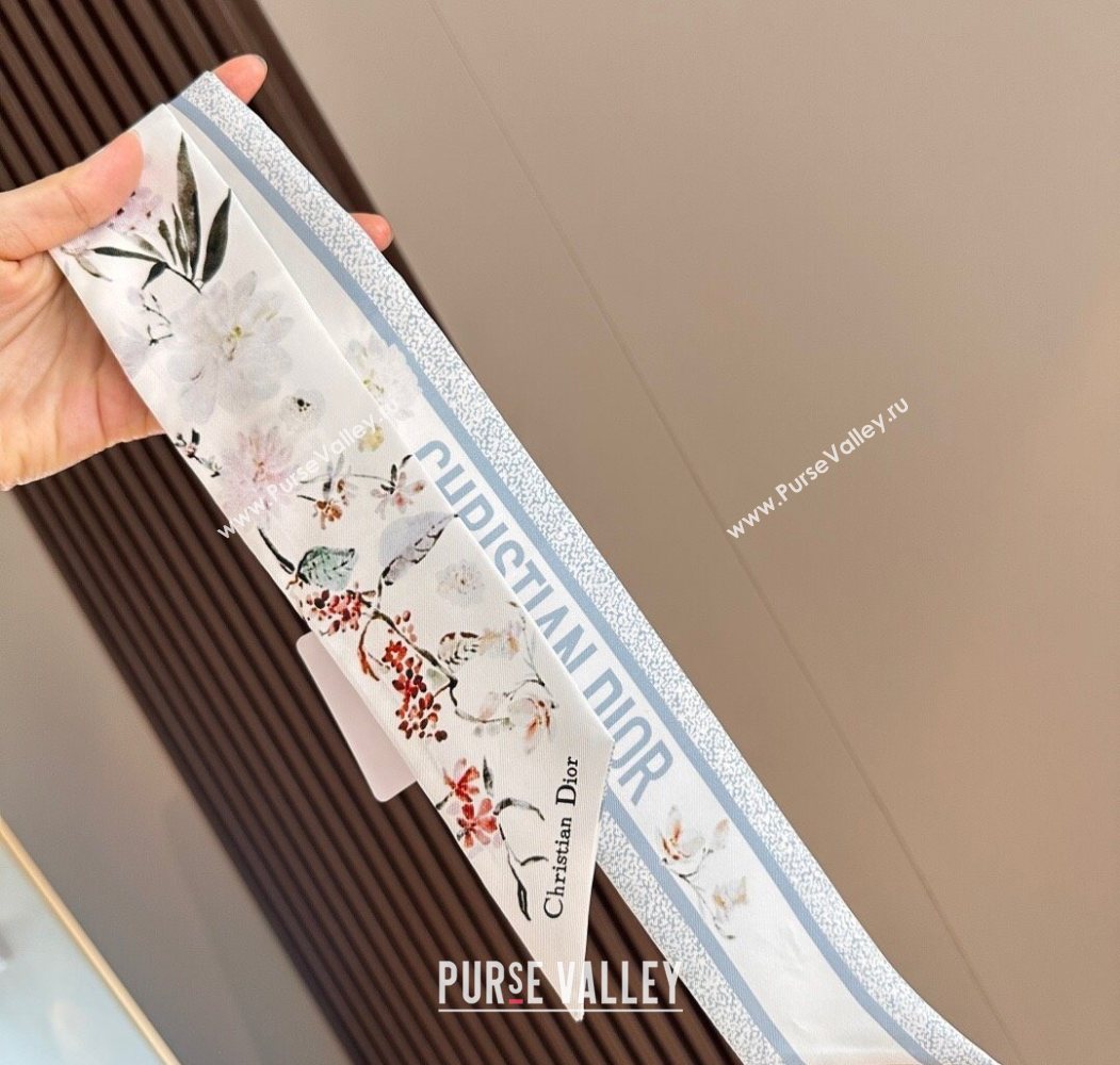 Dior Mitzah Millefiori Silk Bandeau Scarf Grey 2025 0724 (XMN-250724036)