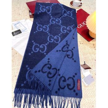 Gucci Cashmere Long Scarf 45x200cm Dark Blue 2025 GG091007 (XMN-250910016)