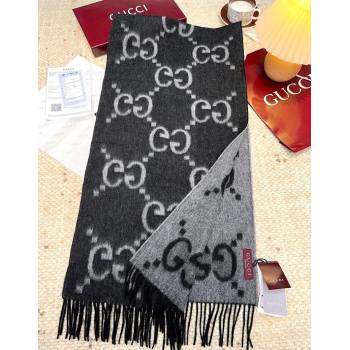 Gucci Cashmere Long Scarf 45x200cm Grey/Black 2025 GG091007 (XMN-250910017)
