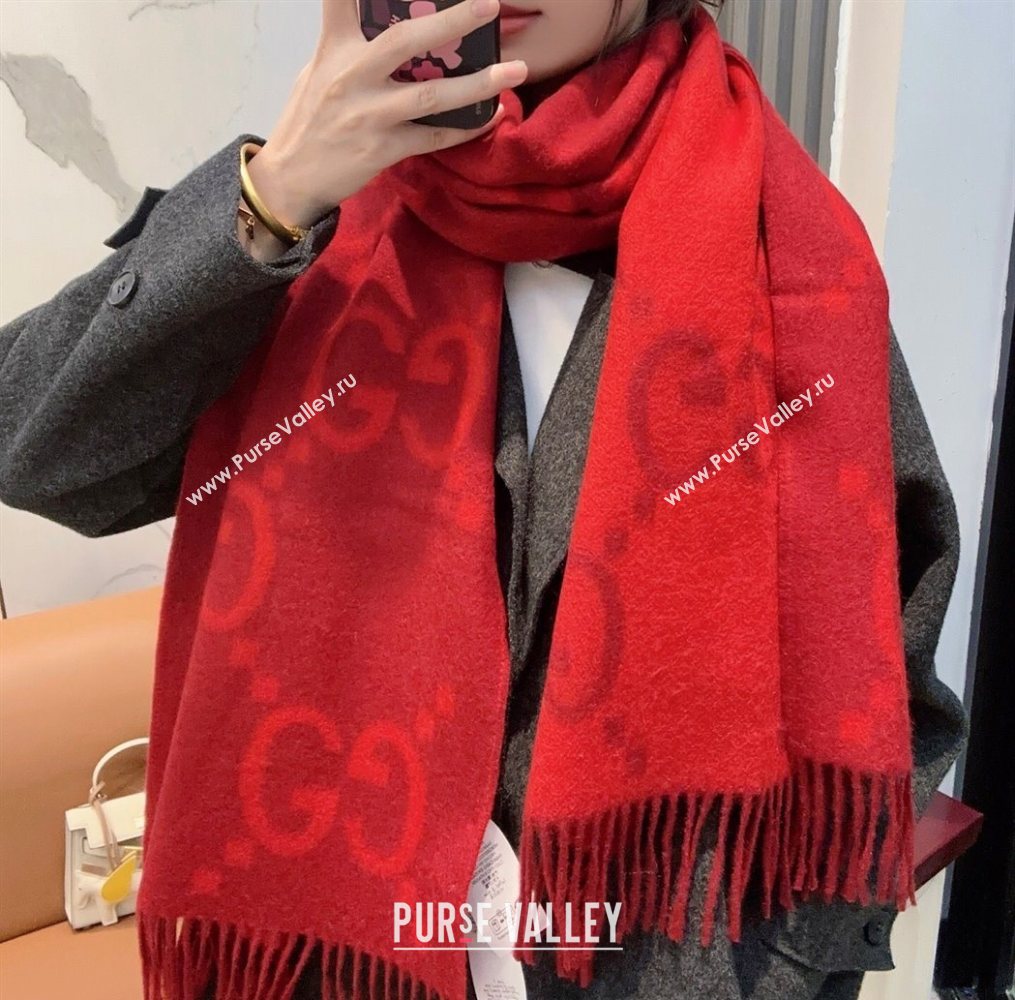 Gucci Cashmere Long Scarf 45x200cm Red 2025 GG091007 (XMN-250910018)