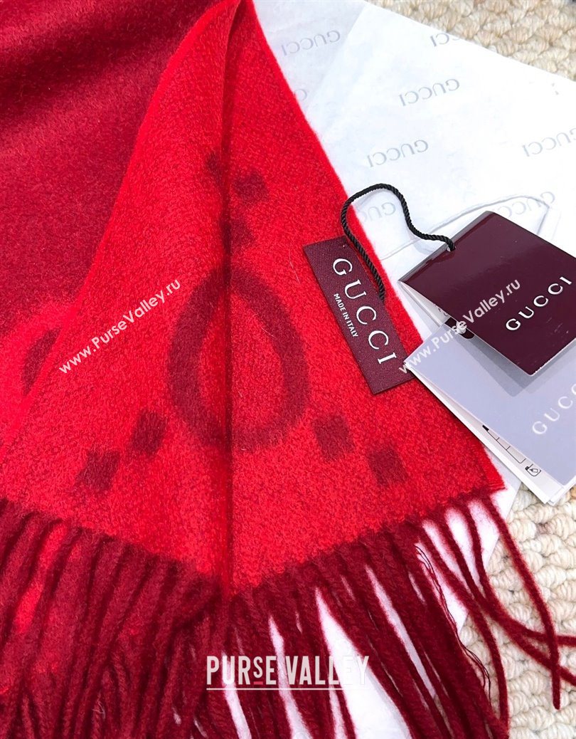 Gucci Cashmere Long Scarf 45x200cm Red 2025 GG091007 (XMN-250910018)