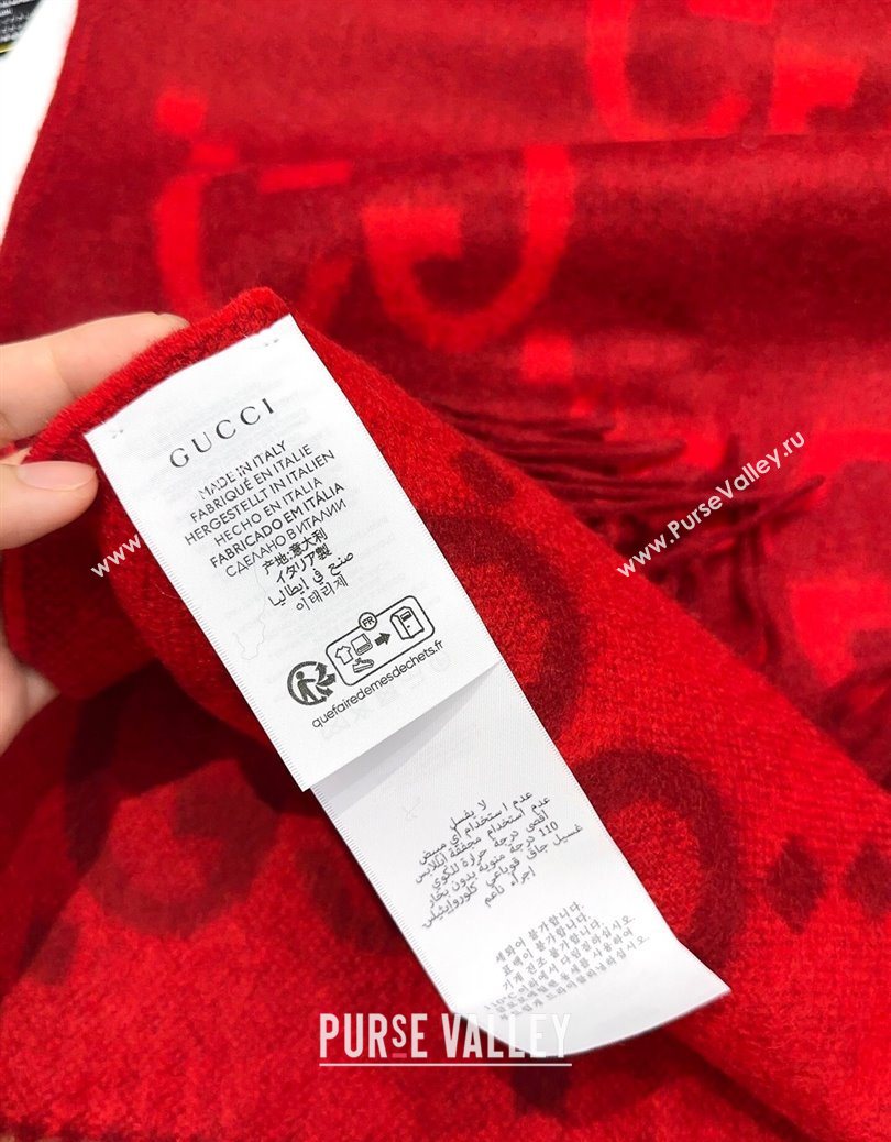 Gucci Cashmere Long Scarf 45x200cm Red 2025 GG091007 (XMN-250910018)