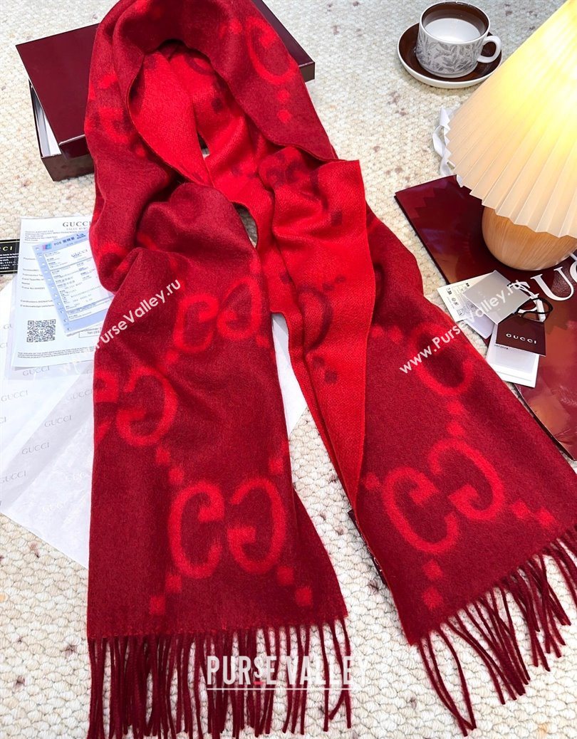 Gucci Cashmere Long Scarf 45x200cm Red 2025 GG091007 (XMN-250910018)