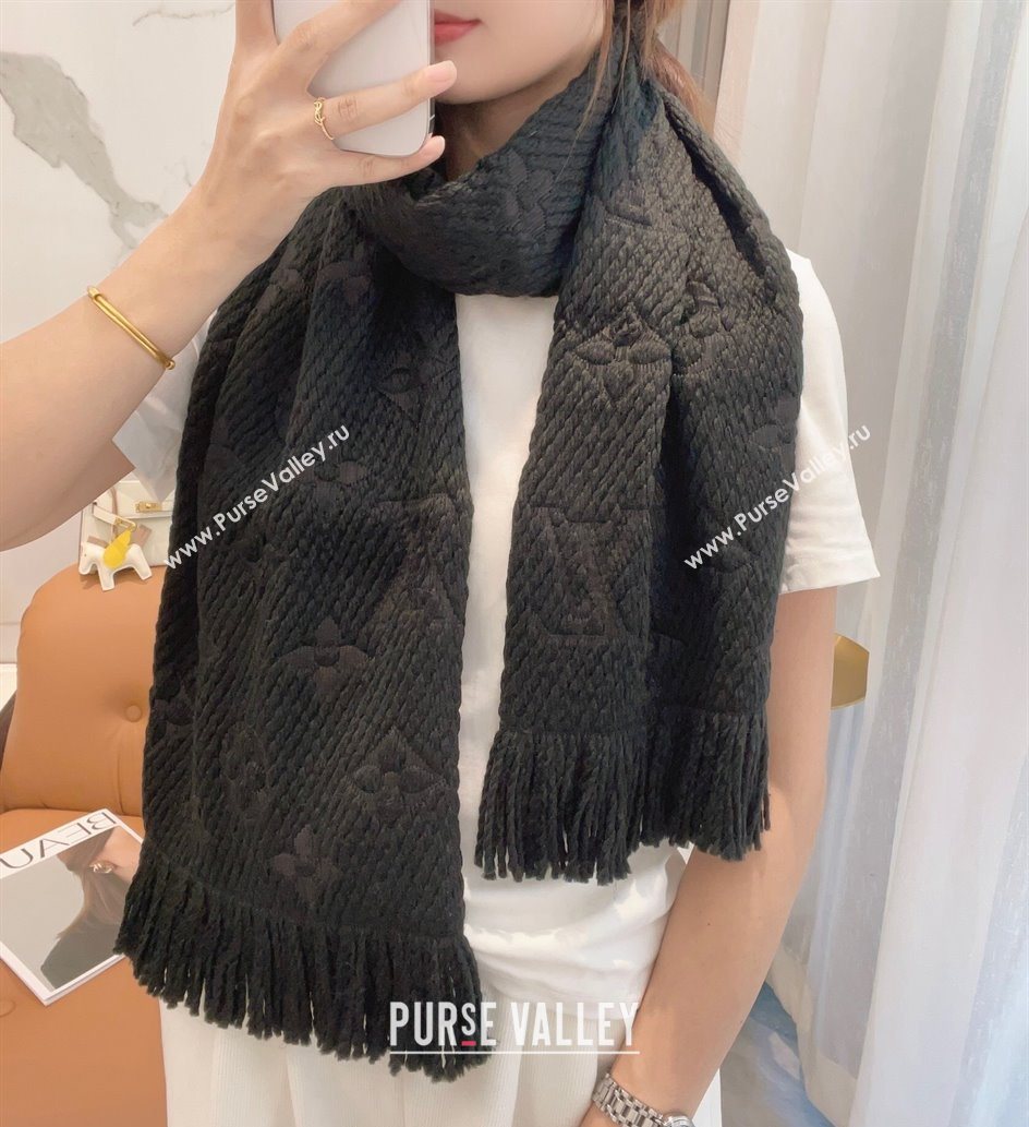 Louis Vuitton Cashmere Wool Long Scarf 31x175cm Black 2025 LV091009 (XMN-250910021)