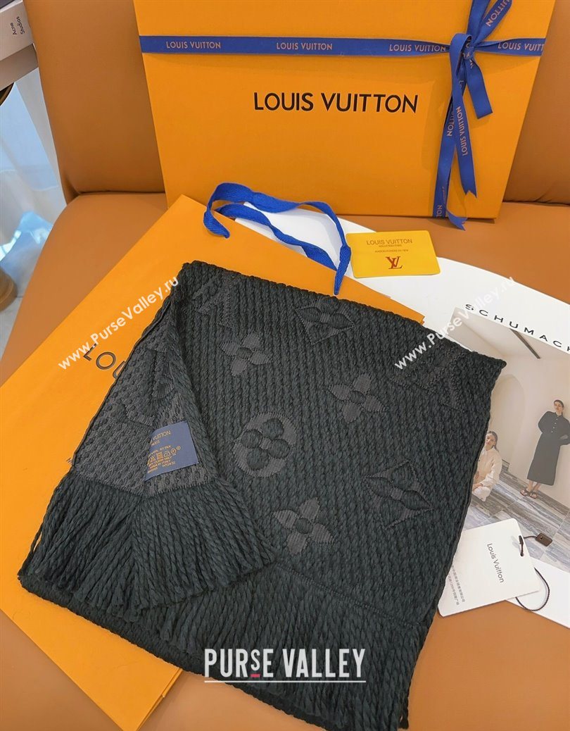 Louis Vuitton Cashmere Wool Long Scarf 31x175cm Black 2025 LV091009 (XMN-250910021)
