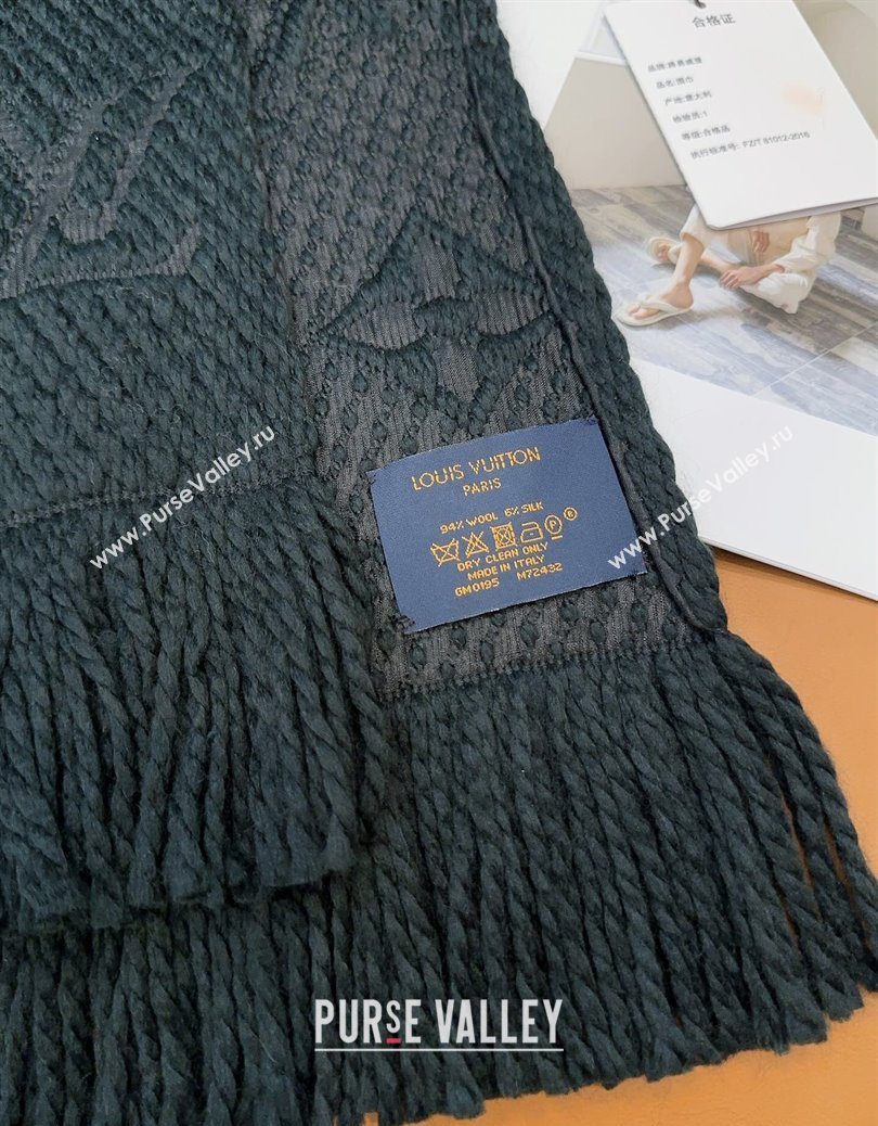 Louis Vuitton Cashmere Wool Long Scarf 31x175cm Black 2025 LV091009 (XMN-250910021)