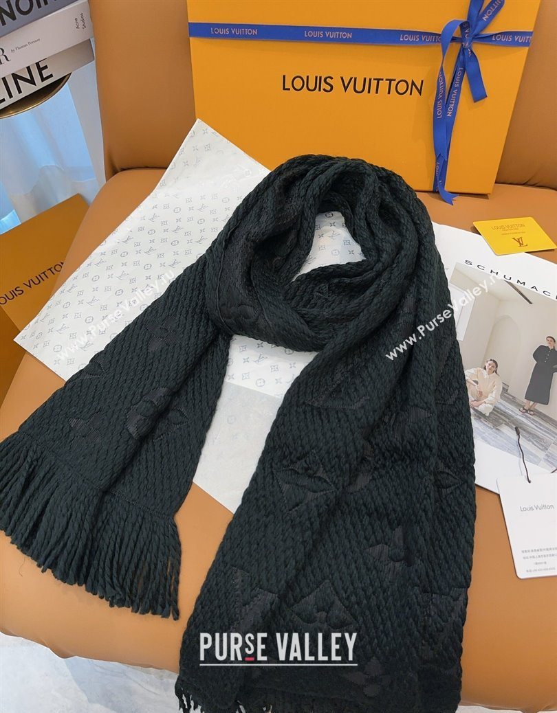 Louis Vuitton Cashmere Wool Long Scarf 31x175cm Black 2025 LV091009 (XMN-250910021)