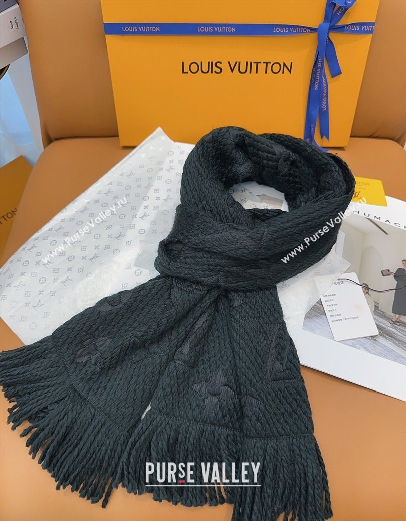 Louis Vuitton Cashmere Wool Long Scarf 31x175cm Black 2025 LV091009 (XMN-250910021)