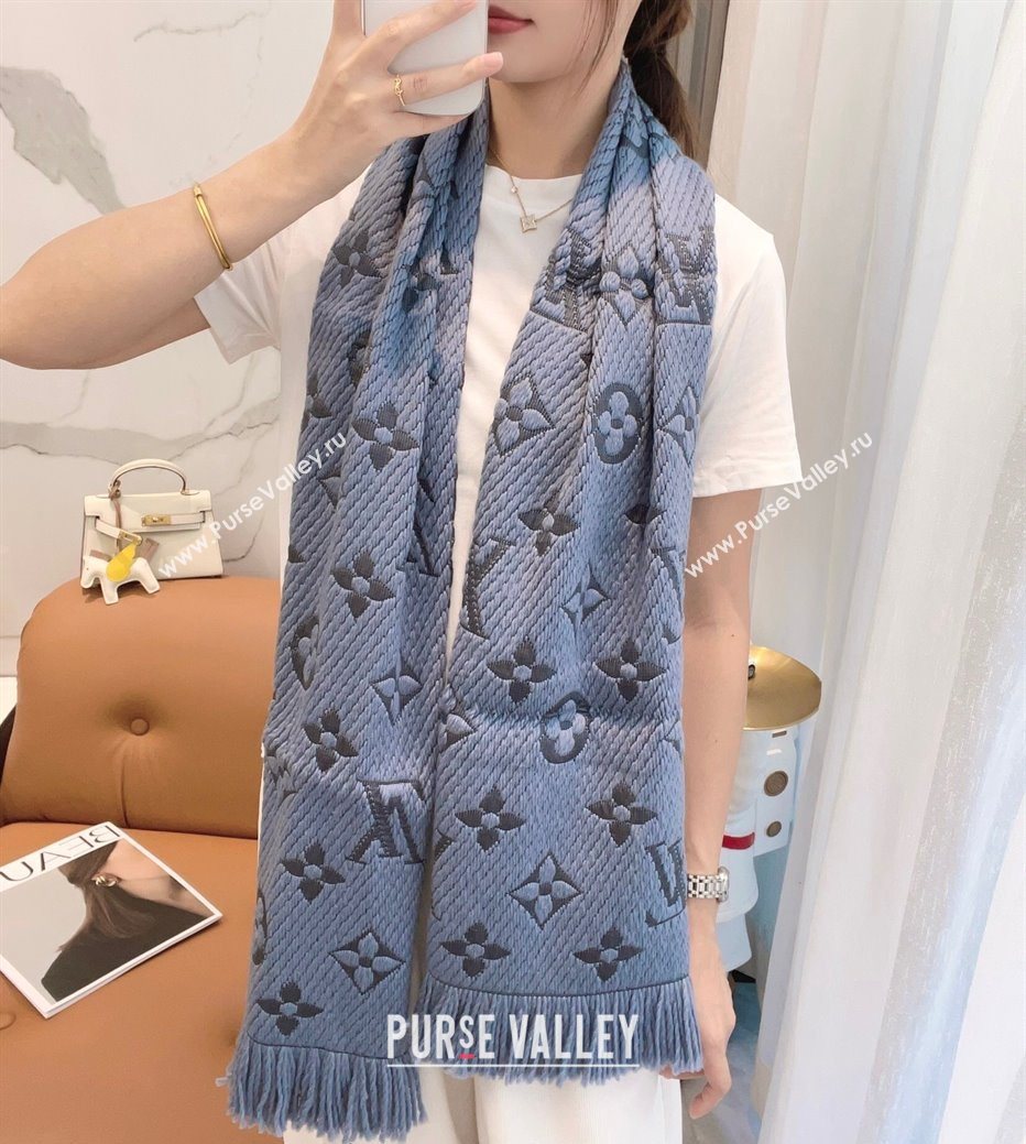 Louis Vuitton Cashmere Wool Long Scarf 31x175cm Blue/Grey 2025 LV091009 (XMN-250910022)