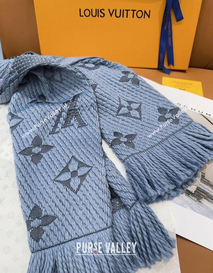 Louis Vuitton Cashmere Wool Long Scarf 31x175cm Blue/Grey 2025 LV091009 (XMN-250910022)