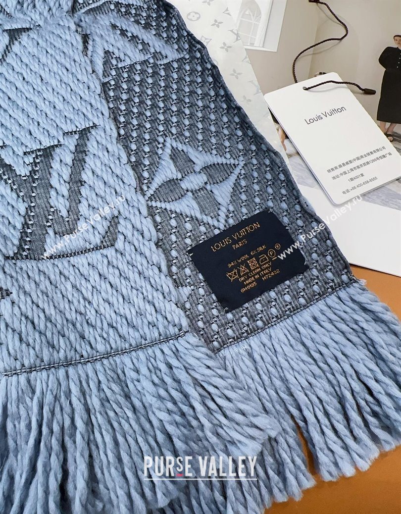 Louis Vuitton Cashmere Wool Long Scarf 31x175cm Blue/Grey 2025 LV091009 (XMN-250910022)