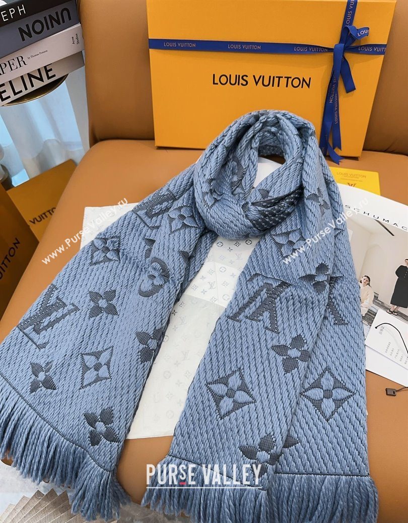 Louis Vuitton Cashmere Wool Long Scarf 31x175cm Blue/Grey 2025 LV091009 (XMN-250910022)