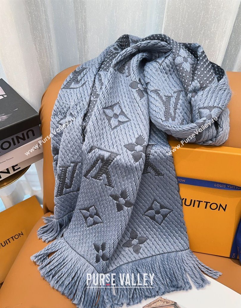 Louis Vuitton Cashmere Wool Long Scarf 31x175cm Blue/Grey 2025 LV091009 (XMN-250910022)