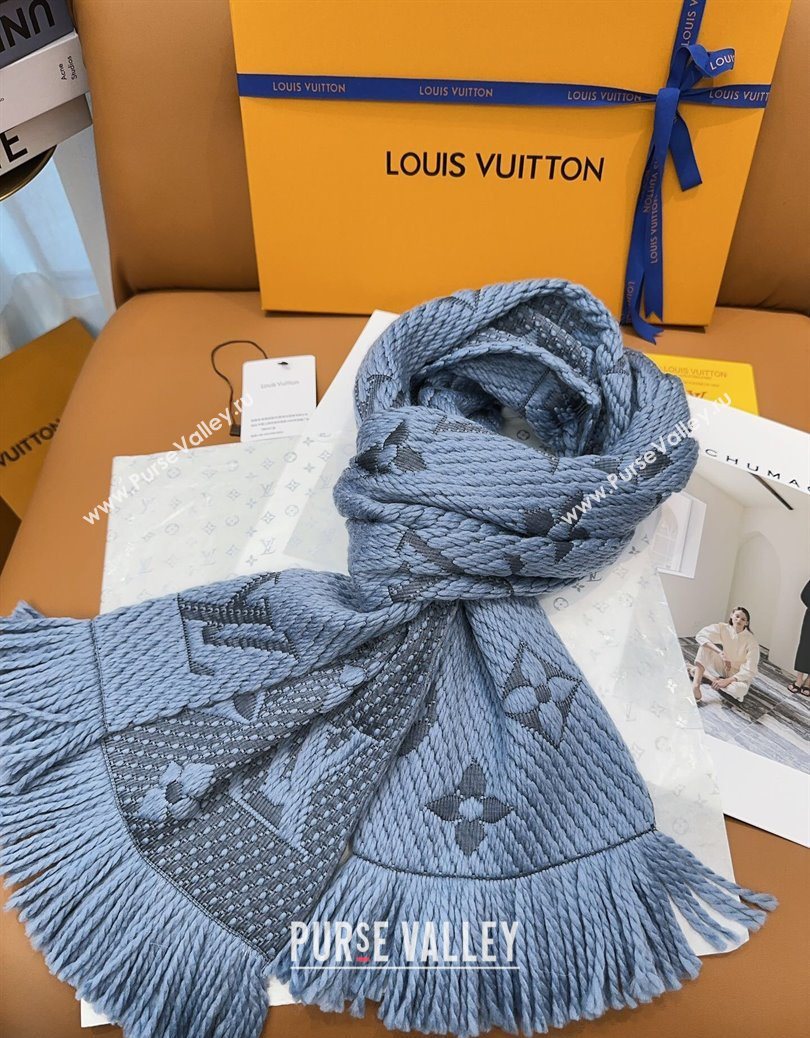 Louis Vuitton Cashmere Wool Long Scarf 31x175cm Blue/Grey 2025 LV091009 (XMN-250910022)