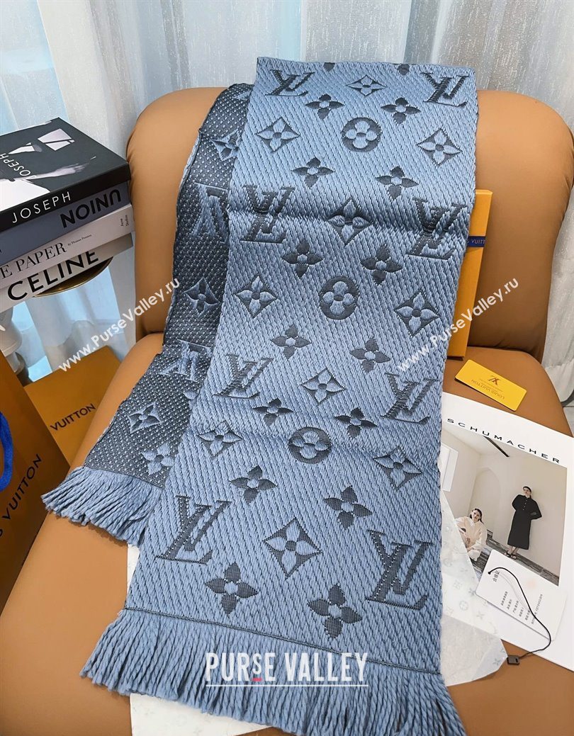 Louis Vuitton Cashmere Wool Long Scarf 31x175cm Blue/Grey 2025 LV091009 (XMN-250910022)