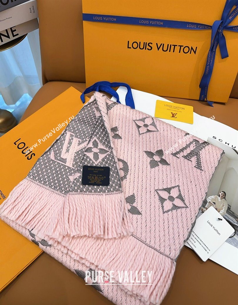 Louis Vuitton Cashmere Wool Long Scarf 31x175cm Pink/Grey 2025 LV091009 (XMN-250910024)