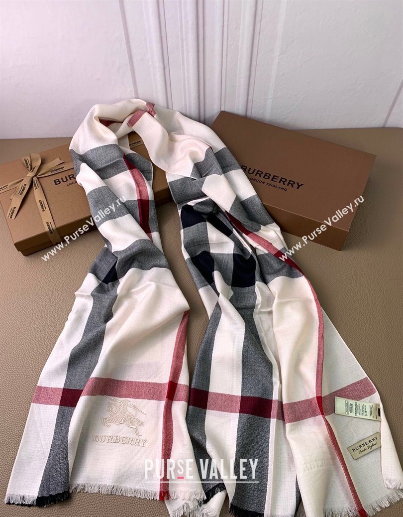 Burberry Classic Cashmere Long Scarf 70x200cm White 2025 BR091013 (XMN-250910039)
