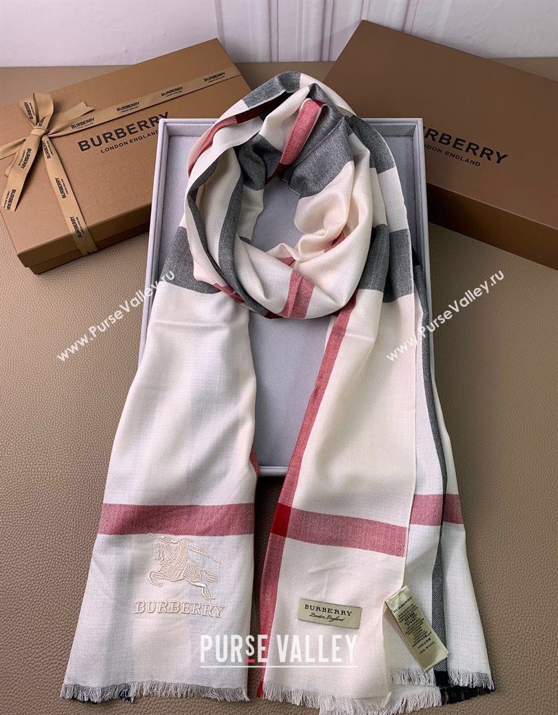 Burberry Classic Cashmere Long Scarf 70x200cm White 2025 BR091013 (XMN-250910039)