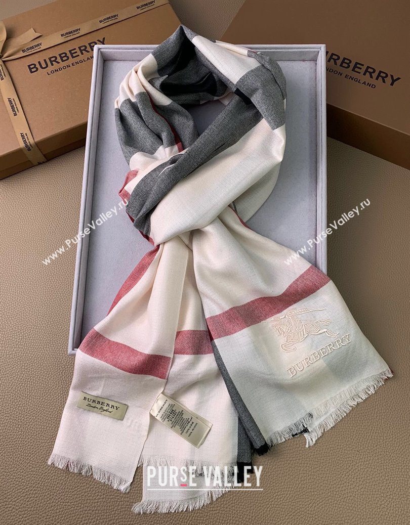 Burberry Classic Cashmere Long Scarf 70x200cm White 2025 BR091013 (XMN-250910039)