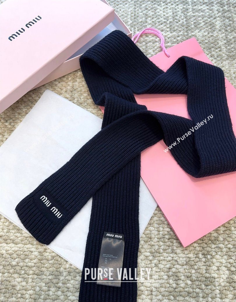 Miu Miu Wool Narrow Long Scarf 10x180cm Blue 2025 MM091019 (XMN-250910058)
