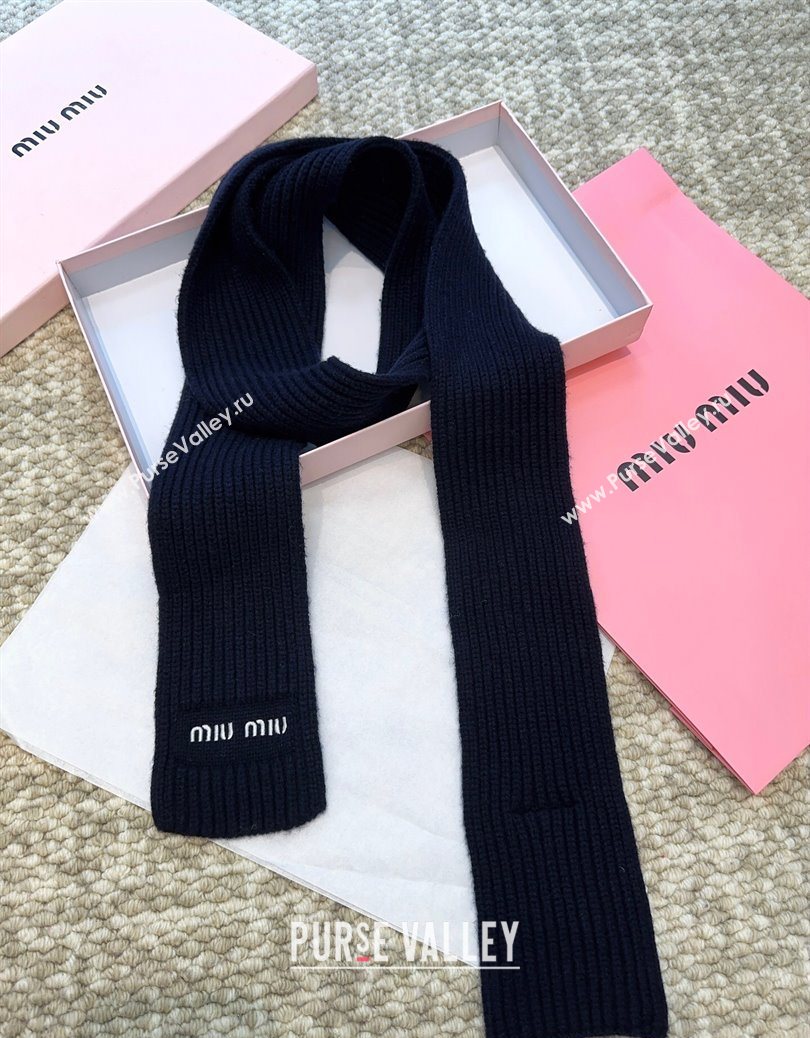 Miu Miu Wool Narrow Long Scarf 10x180cm Blue 2025 MM091019 (XMN-250910058)