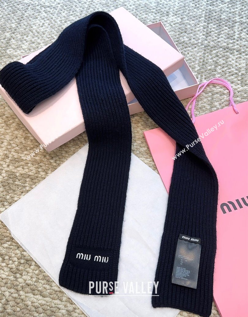 Miu Miu Wool Narrow Long Scarf 10x180cm Blue 2025 MM091019 (XMN-250910058)
