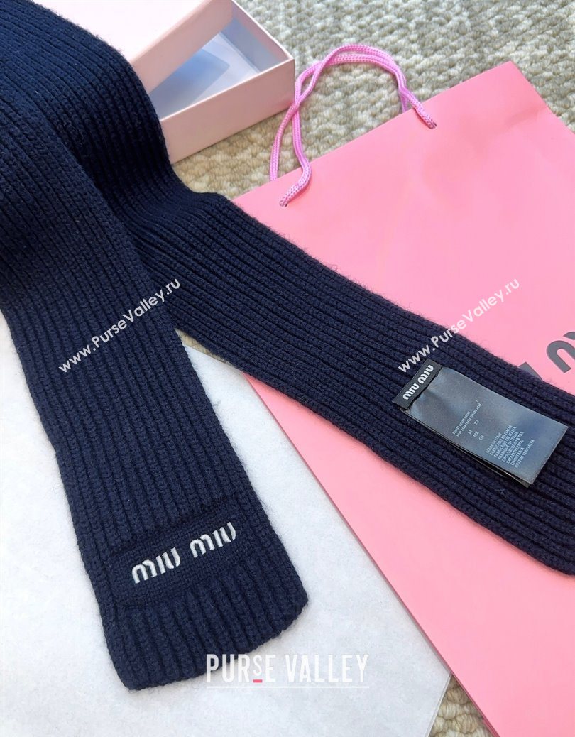 Miu Miu Wool Narrow Long Scarf 10x180cm Blue 2025 MM091019 (XMN-250910058)
