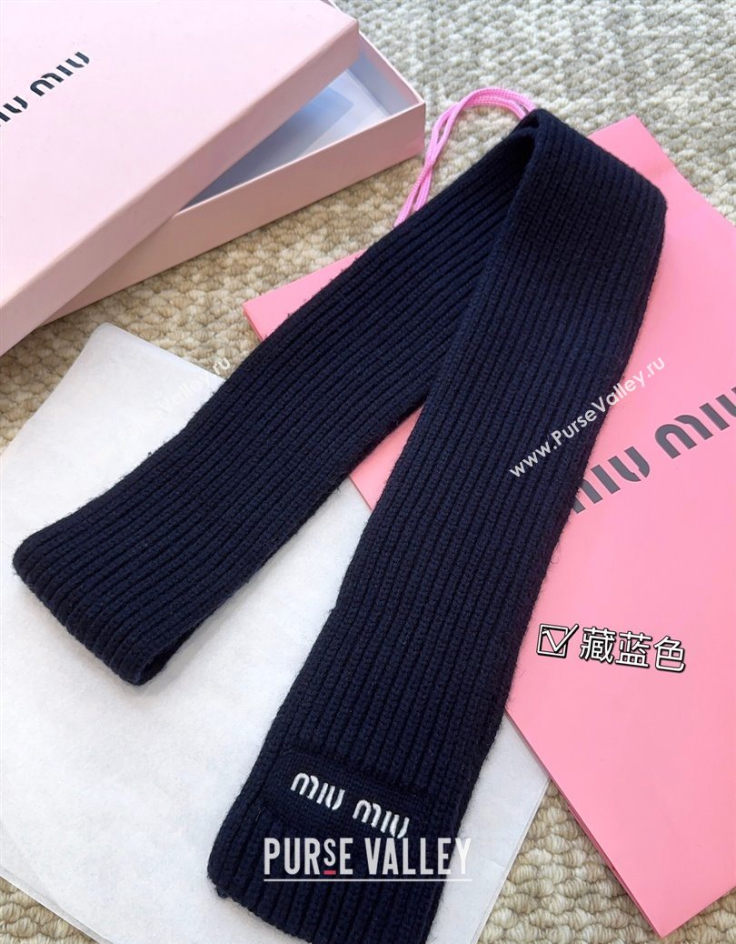 Miu Miu Wool Narrow Long Scarf 10x180cm Blue 2025 MM091019 (XMN-250910058)