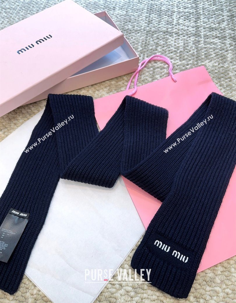 Miu Miu Wool Narrow Long Scarf 10x180cm Blue 2025 MM091019 (XMN-250910058)